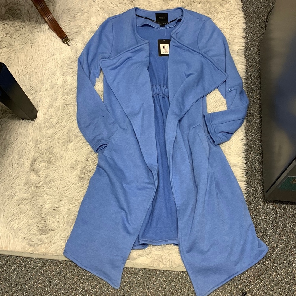 Forever 21 Light Blue Open-Front Cardigan